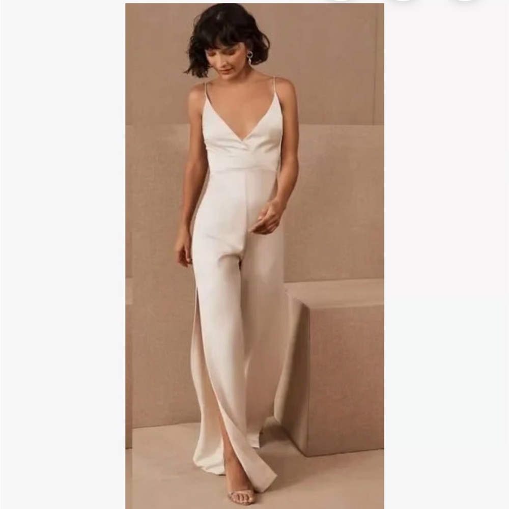BHLDN Monique Lhuillier Bridesmaids Doutzen Wide Leg Jumpsuit Size 0 Ivory